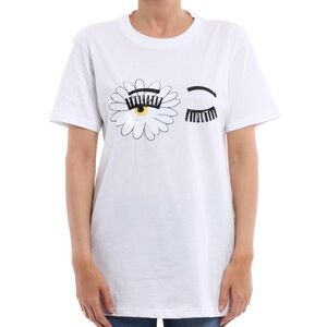 Chiara Ferragni “Flirting Daisy” White Short Sleeve T Shirt Medium EUC!